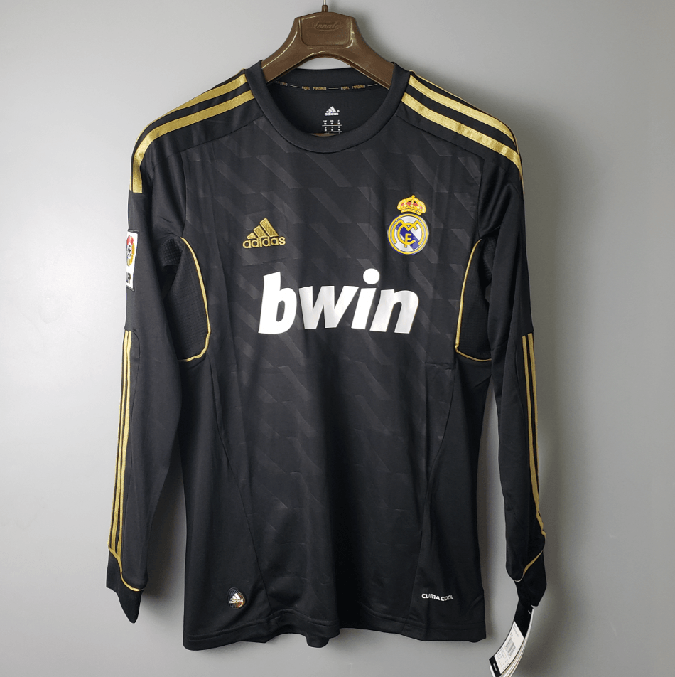 Real Madrid Away Retrô 11/12 Manga Longa Adidas - Preto