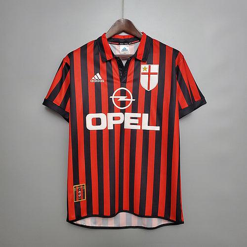 Milan Home Retrô 1999/2000 Adidas - Vermelha e Preta