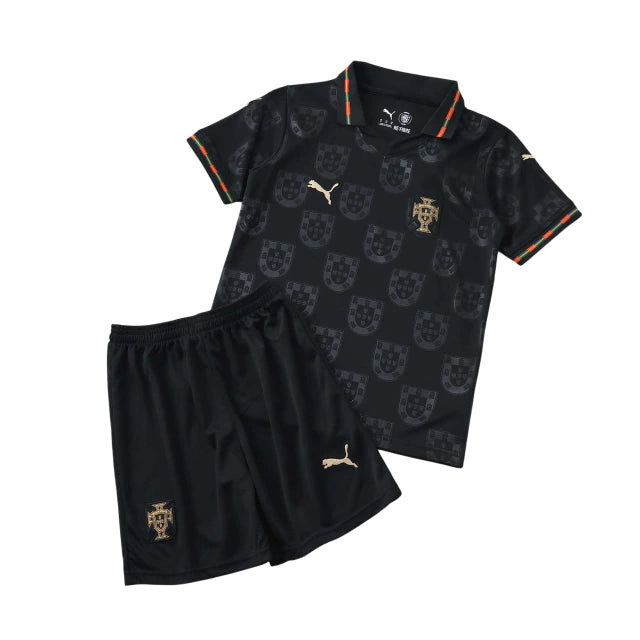 Kit Infantil Portugal Third Pantera Negra 25/26 - Preto