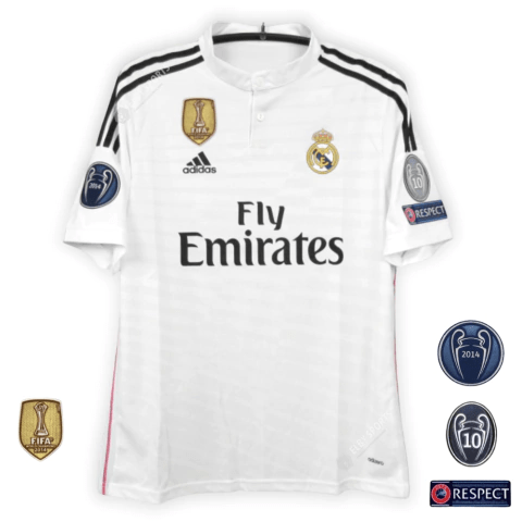 Real Madrid Home 14/15 Retro Adidas Com Patchs - Branco