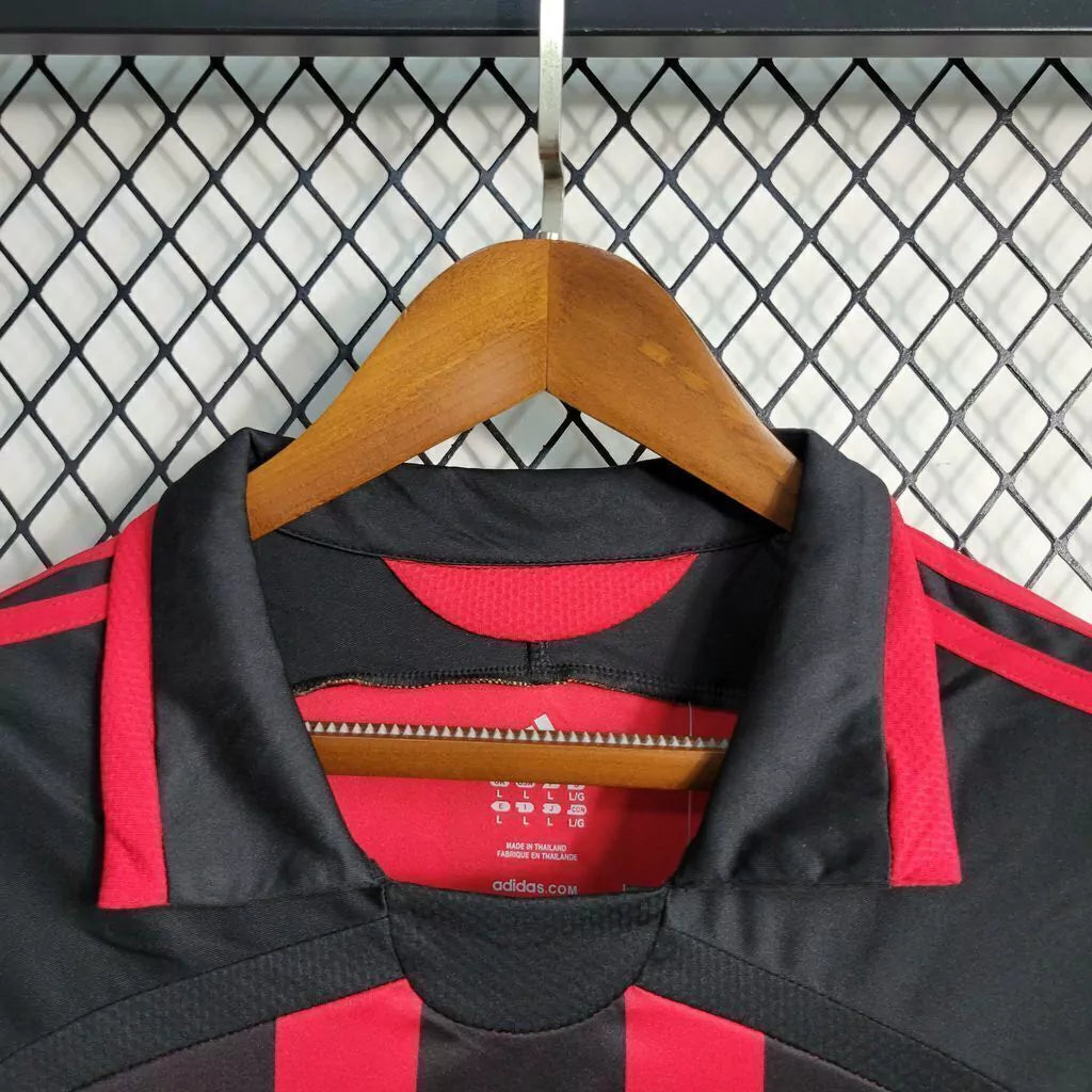 Milan Home 06/07 Manga Longa Adidas - Preto e Vermelho