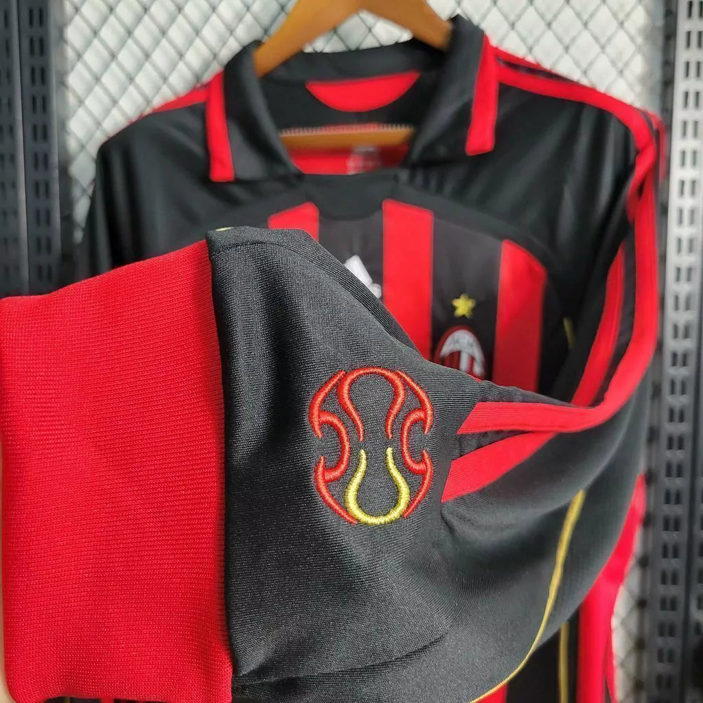 Milan Home 06/07 Manga Longa Adidas - Preto e Vermelho