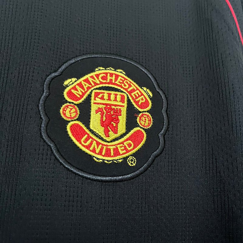 Manchester United Away Retro 2007 Nike Manga Longa - Preta