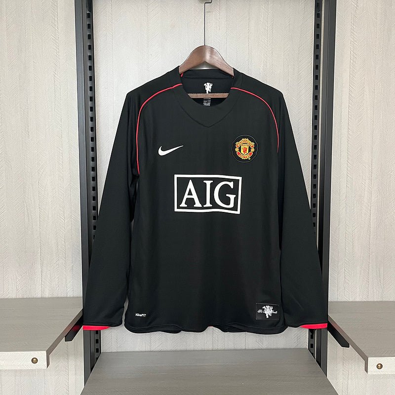 Manchester United Away Retro 2007 Nike Manga Longa - Preta