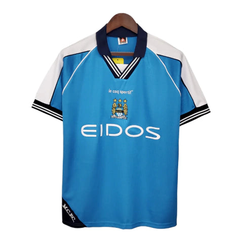 Manchester City Home Retrô 99/01 Lec Coq - Azul