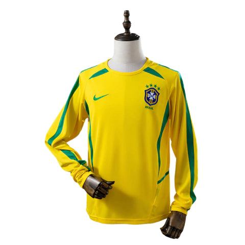 Brasil Home Retrô 2002 Manga Longa Nike - Amarela