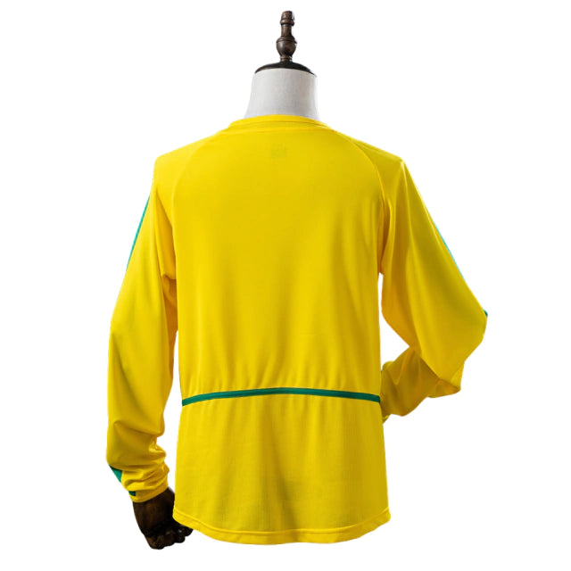 Brasil Home Retrô 2002 Manga Longa Nike - Amarela