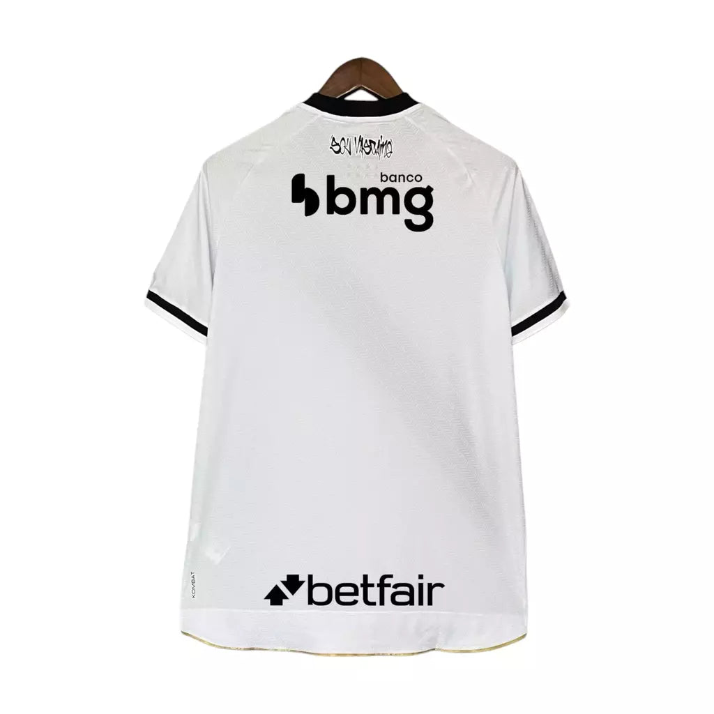Vasco Away 25/26 Torcedor Com Patrocínios  - Branca e Preta