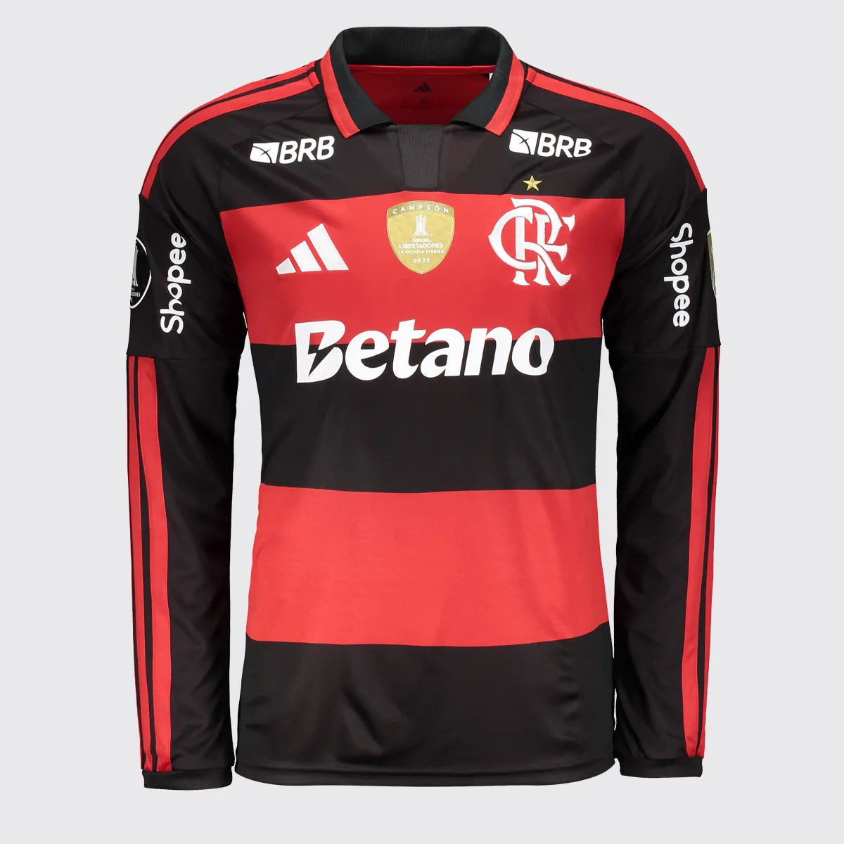Flamengo Home 26/27 Manga Longa Patrocinadores Adidas Masculino - Vermelho e Preto