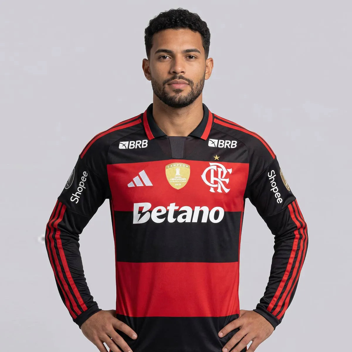 Flamengo Home 26/27 Manga Longa Patrocinadores Adidas Masculino - Vermelho e Preto