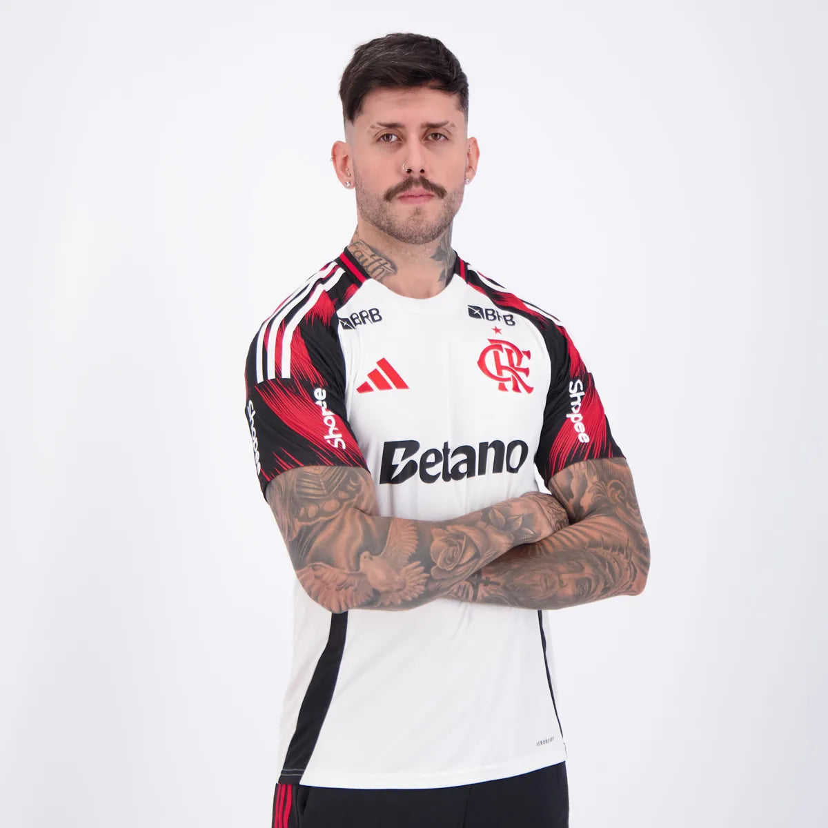 Flamengo Away 25/26 Torcedor Com Patrocínios Adidas Masculino - Branco