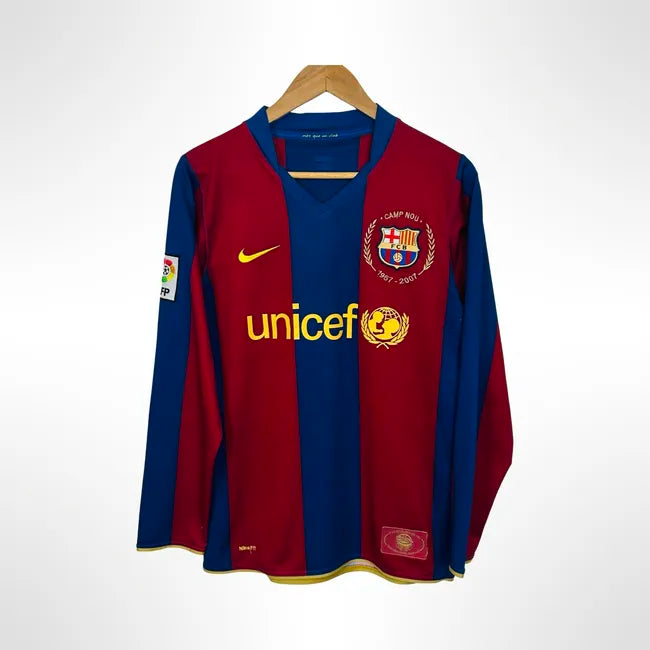 Barcelona Home Retrô 07/08 Manga Longa Nike - Grená
