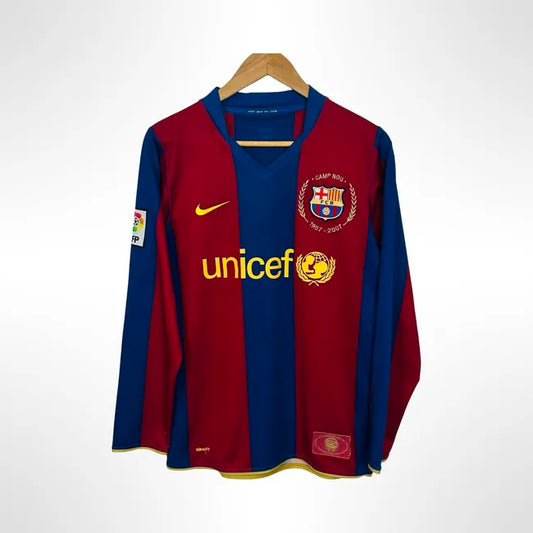 Barcelona Home Retrô 07/08 Manga Longa Nike - Grená