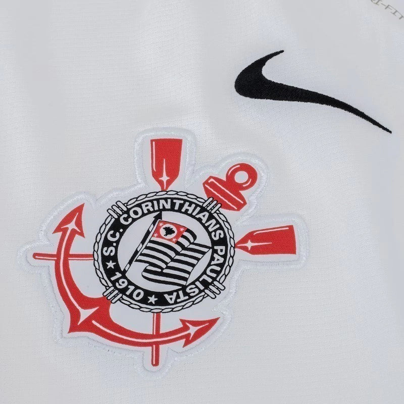 Corinthians Home 25/26 Torcedor Nike Feminina - Branca e Preta