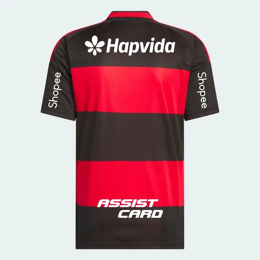 Flamengo Home 26/27 Torcedor Com Patrocínios Adidas Masculino - Vermelho e Preto