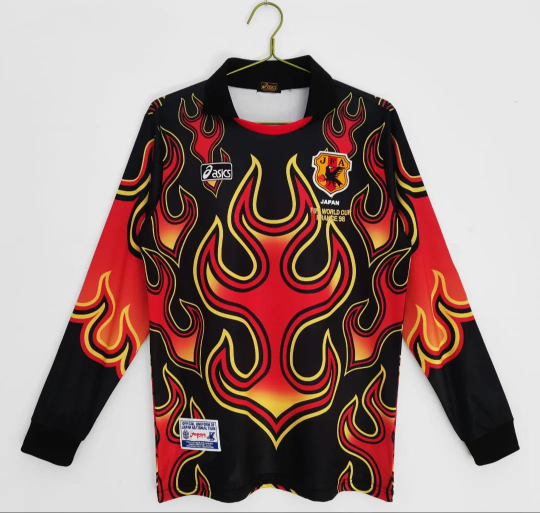 Japão Goleiro Manga Longa Retrô 98-99 Asics - Preto e Laranja