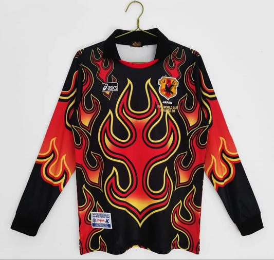 Japão Goleiro Manga Longa Retrô 98-99 Asics - Preto e Laranja