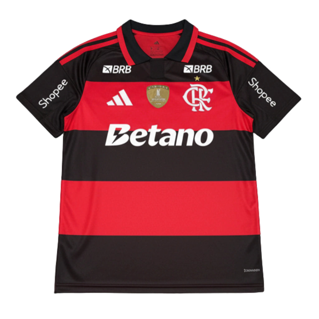 Flamengo Home 26/27 Torcedor Com Patrocínios Adidas Masculino - Vermelho e Preto