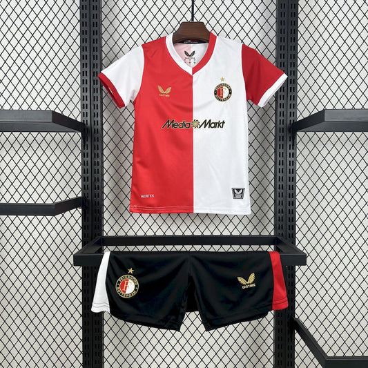 Kit Infantil Feyenoord Home 25/26 - Branca e Vermelho