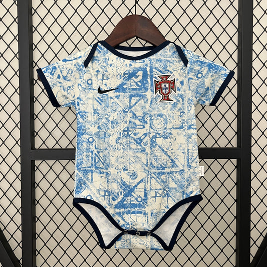 Body Bebê Infantil Portugal Away 24/25 Nike - Branco e Azul