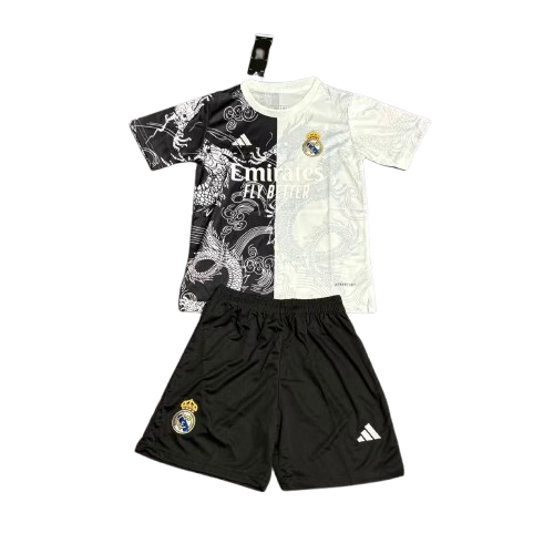 Kit Infantil Real Madrid Edição Especial Dragão 25/26 - Preto e Branco