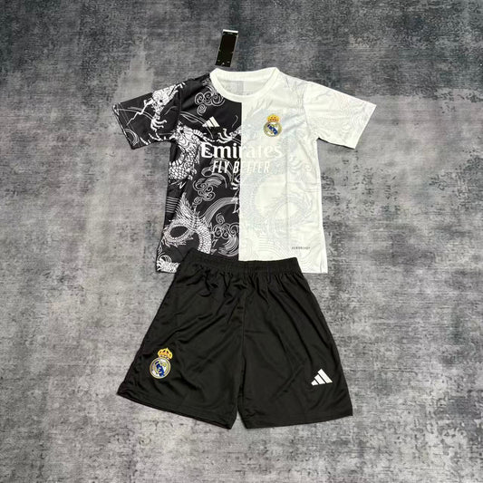 Kit Infantil Real Madrid Edição Especial Dragão 25/26 - Preto e Branco