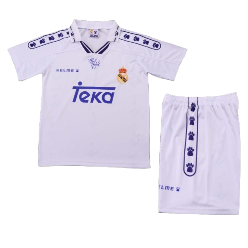 Kit Infantil Real Madrid Home Retrô 96/97 Kelme - Branco