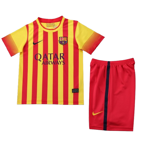 Kit Infantil Barcelona Away Retrô 14/15 - Amarelo e Laranja