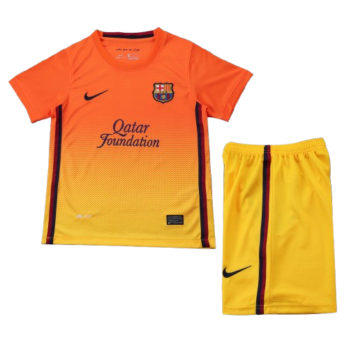 Kit Infantil Barcelona Away Retrô 12/13 - Laranja e Amarelo