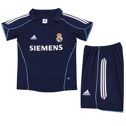 Kit Infantil Real Madrid Away Retrô 05/06 - Azul Escuro