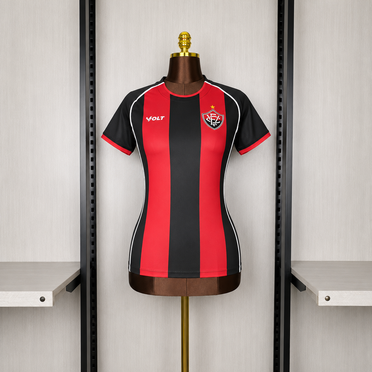 Vitória Home 26/27 Feminino - Vermelha e Preta