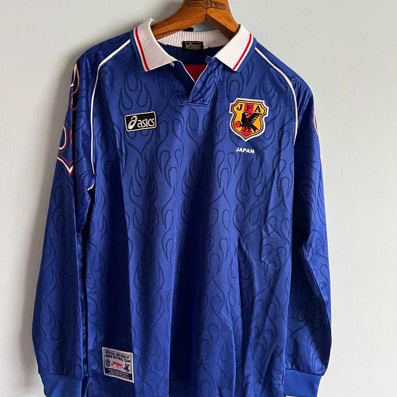 Japão Home Manga Longa Retrô 98-99 Asics - Azul