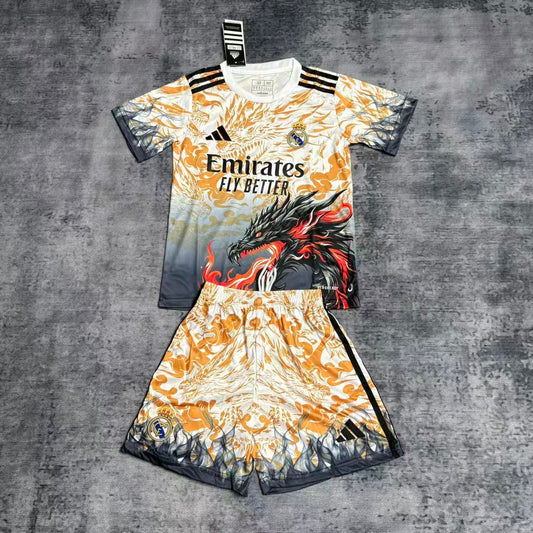 Kit Infantil Real Madrid Edição Especial Dragão 25/26  - Amarelo