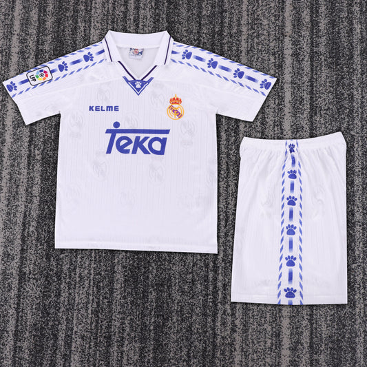 Kit Infantil Real Madrid Home Retrô 96/97 Kelme - Branco