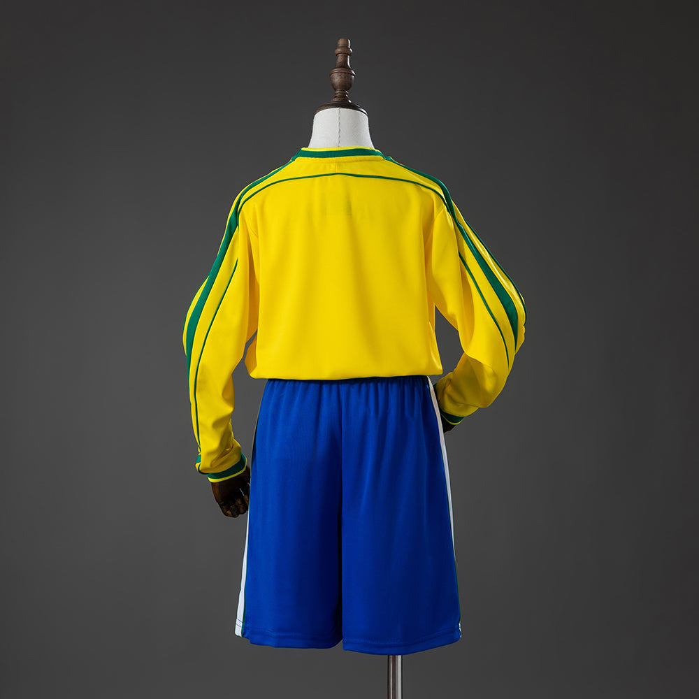 Kit Infantil Brasil Retro Home 1998 Manga Longa - Amarela