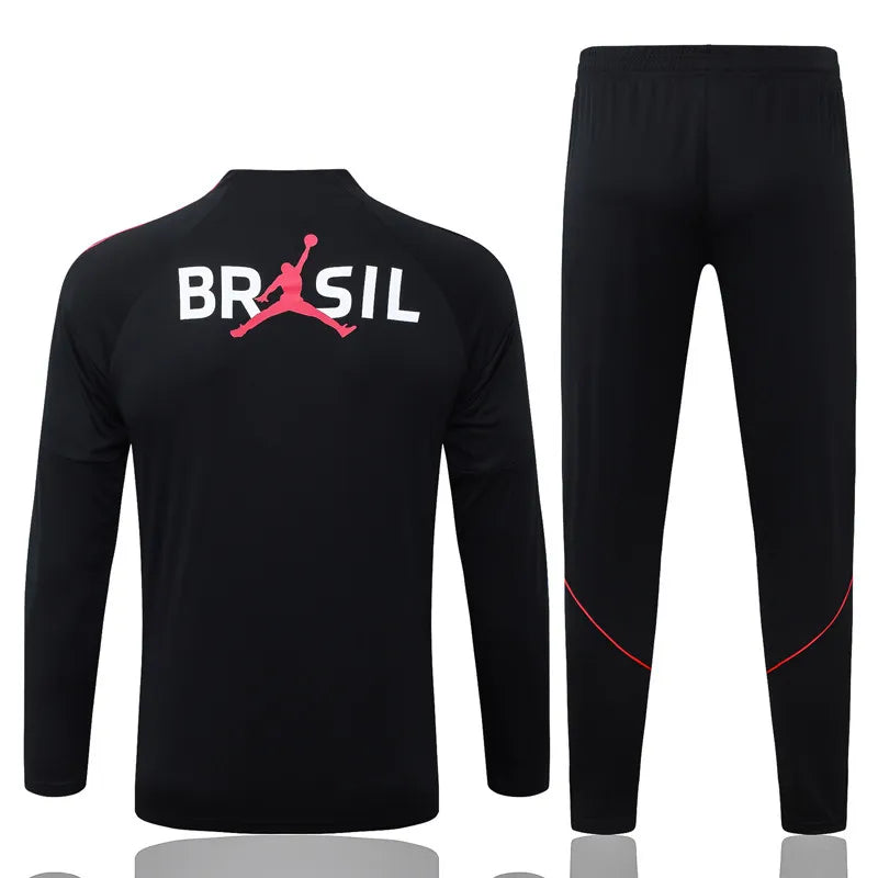 Kit Agasalho + Calça Brasil Jordan - Preto e Vermelho