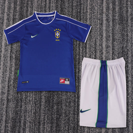 Kit Infantil Brasil Retro Away 1998 - Azul