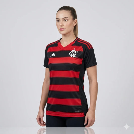 Flamengo Home 25/26 Adidas Torcedor Feminino - Vemelho e Preto
