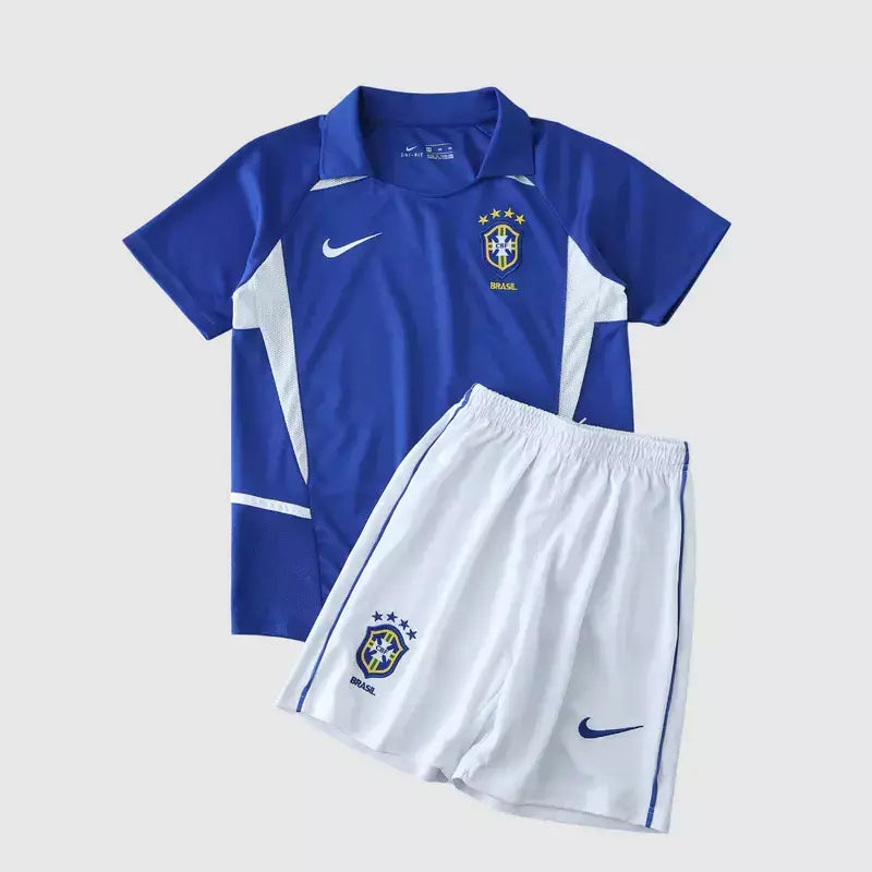 Kit Infantil Brasil Retro Away 2002 - Azul