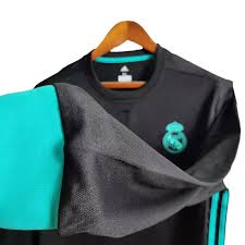 Real Madrid Away Retrô Manga Longa 17/18 Com patchs Adidas - Preto
