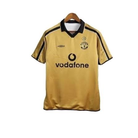 Manchester United Retro 01/02 Away Dupla face Umbro - Dourada e Branca