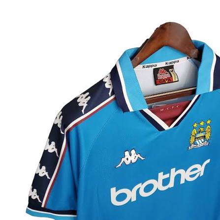 Manchester City Home Retrô 97/98 Kappa - Azul