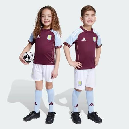 Kit Infantil Aston Villa Home 25/26 - Vermelho e Azul