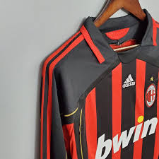 Milan Home 06/07 Manga Longa Adidas - Preto e Vermelho