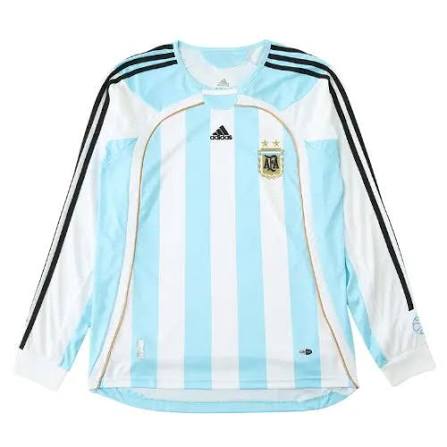 Argentina Retro Home 2006  Manga Longa - Azul e Branca