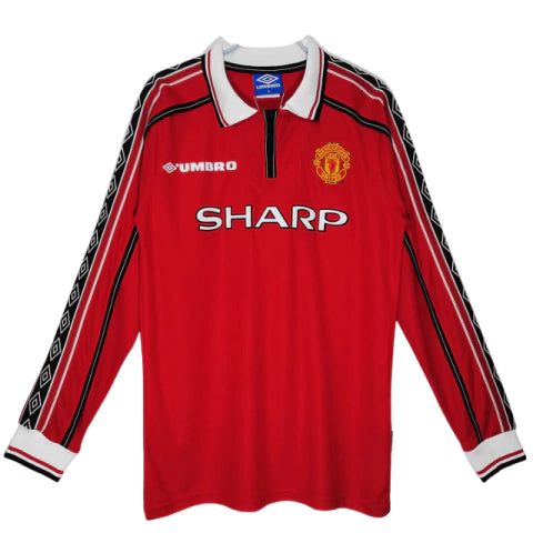 Manchester United Home 1998/99 Manga Longa Umbro - Vermelho