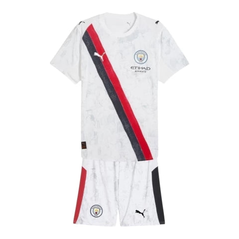 Kit Infantil Manchester City Away 25/26  - Branco