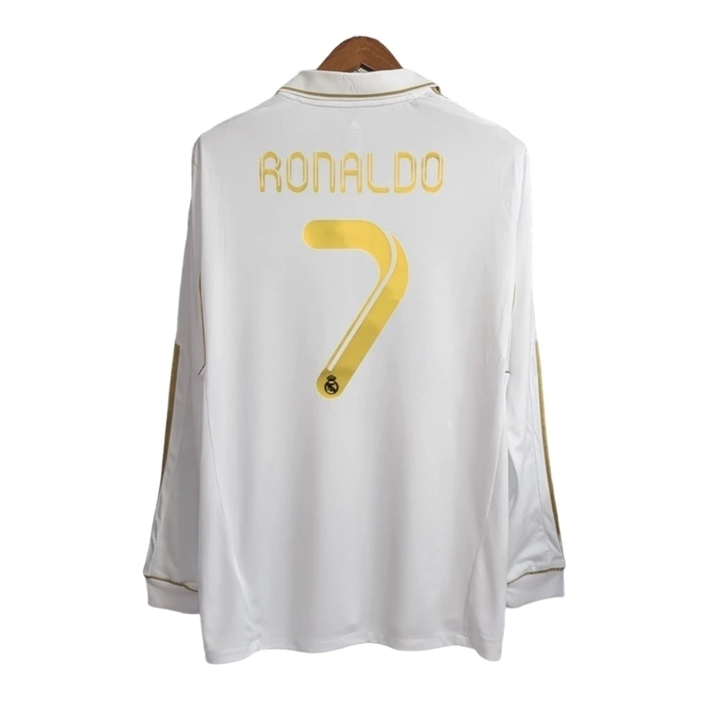 Real Madrid Home Retrô 11/12 Manga Longa Adidas - Branco