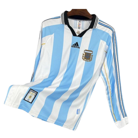 Argentina Retro Home 1998 Manga Longa - Azul e Branca