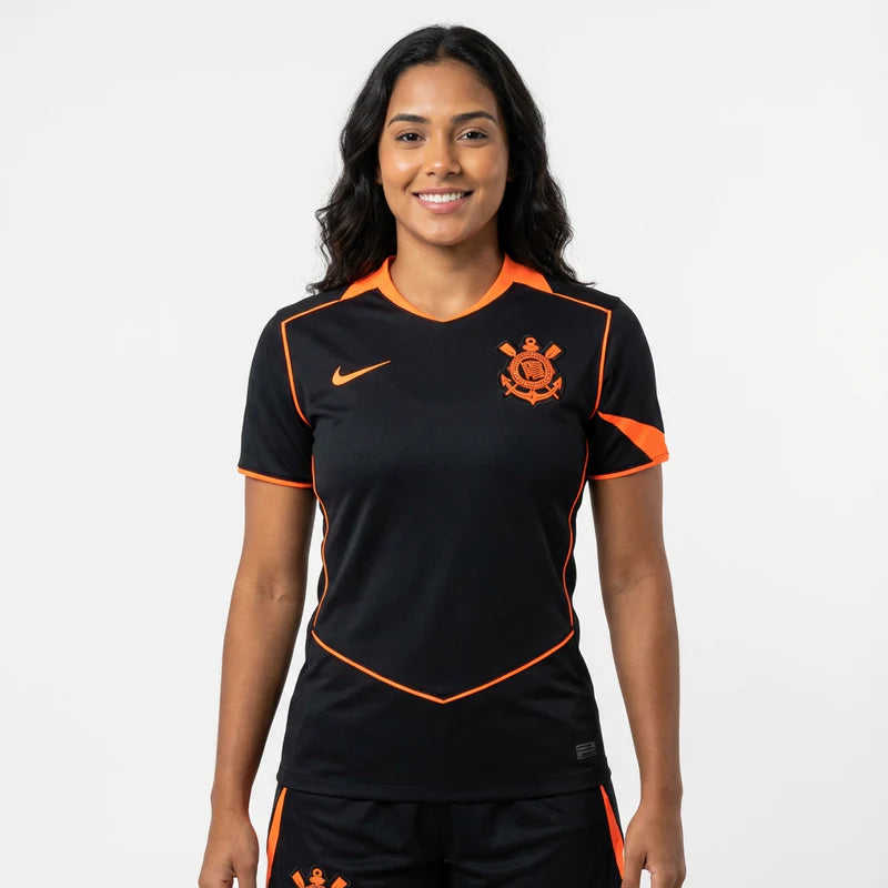 Corinthians Third 25/26 Torcedor Nike Feminina - Preta e Laranja